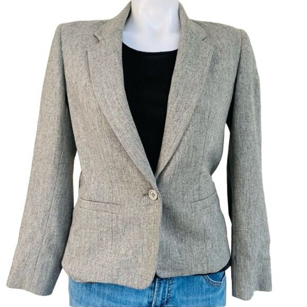 Vintage JH Collectibles Grey Blazer Single Button Gray Business Coat Size S - Picture 8 of 12